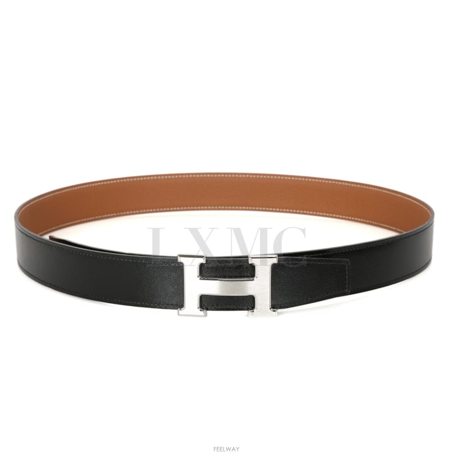 에르메스 H 벨트 버클 & 리버서블 가죽 스트랩 32mm 블랙 골드