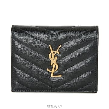 생로랑 모노그램 마틀라세 반지갑 YSL 668290 카산드라 블랙