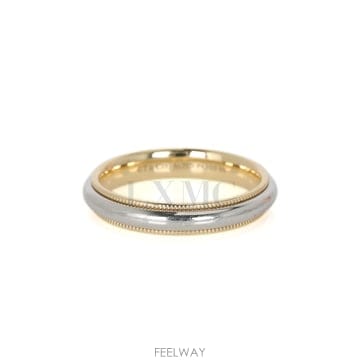 티파니 투게더 밀그레인 밴드링 반지 플래티늄 옐로우골드 두께 4MM
