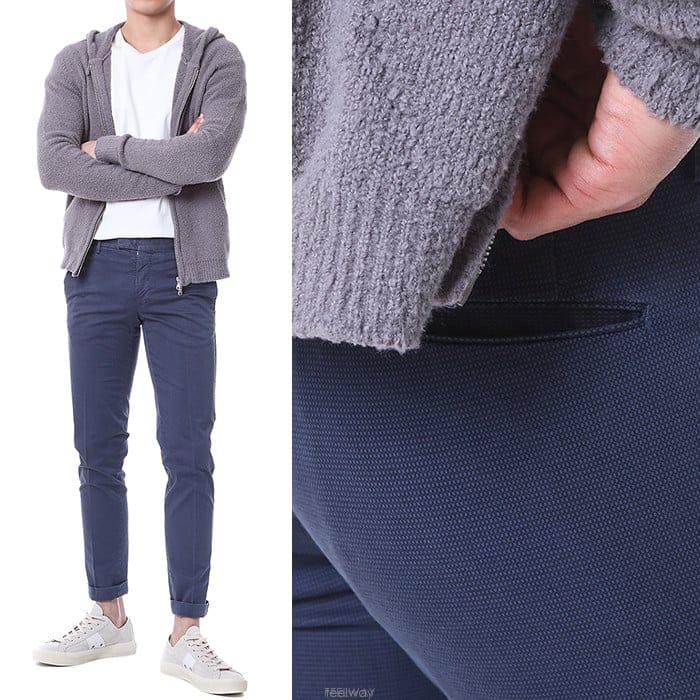 피티제로우노 스키니핏 패턴 스트레치 코튼 팬츠