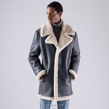 Sublime Mouton Lambskin Shearing Coat (NAVY)