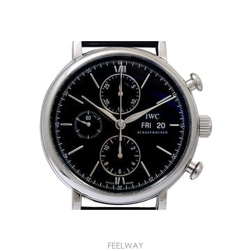 [탑타임] IWC 포르토피노 검정판 스틸 크로노 가죽밴드 42mm