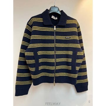 26FW 미우미우 스트라이프 집업 스웨터