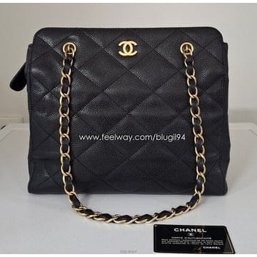 VINTAGE CHANEL 빈티지 샤넬 캐비어 금장 샤핑 숄더백