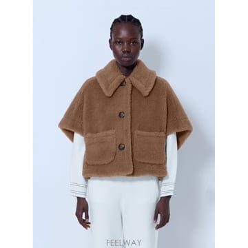 MAX MARA 막스마라 뉴테르초 테디 숏 카멜 케이프 2624736252600 001