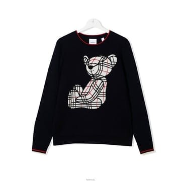 22FW 키즈 체크 테디베어 니트 네이비 8052639