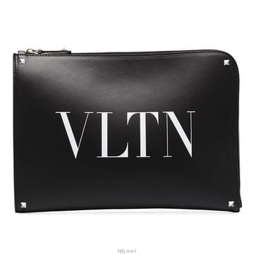 발렌티노 VLTN 로고 클러치 블랙