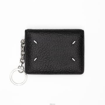 (당일) 24FW 메종 마르지엘라 스티치 키링 블랙 카드지갑 S56UI0128 P4455