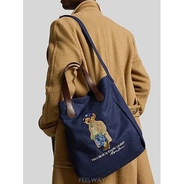 polo ralph lauren 폴로 가죽 캔버스 숄더토트백!