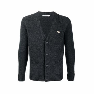 메종키츠네 베이비폭스 로고 울 가디건 멜란지그레이 남성 HM00501KT1006 H170
