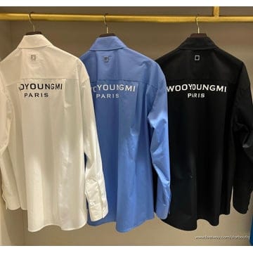 우영미 백로고 셔츠 블루/네이비/화이트