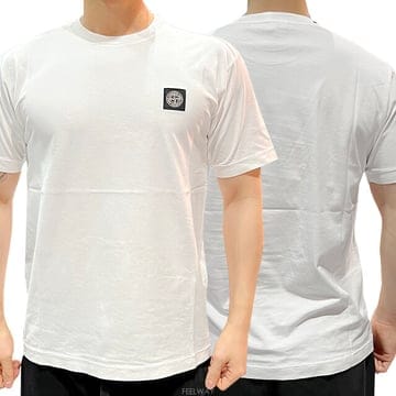 논현 더팩토리 스톤아일랜드 로고 패치 가먼트 다이드 반팔티 화이트 101524113 A0001