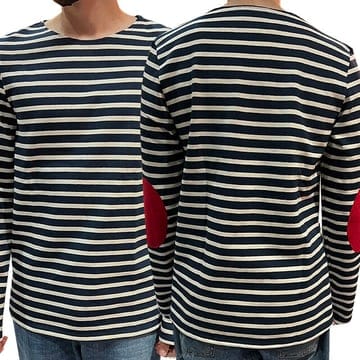 더팩토리 세인트 제임스 남녀공용 메리드 모드 엘보 패치 긴팔 티셔츠 0407 MARINE ECRU TULIP
