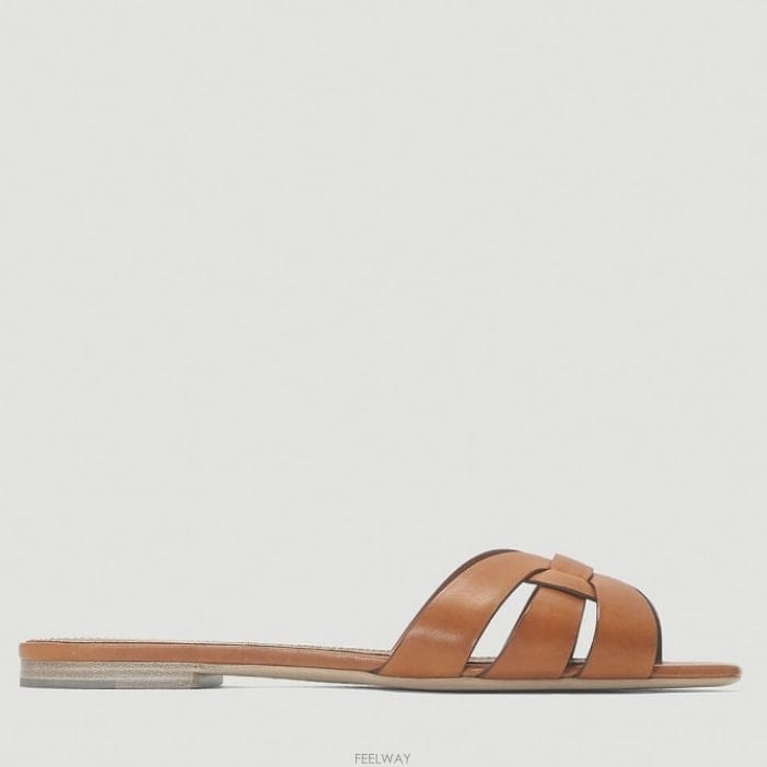 26 FW 생로랑 Nu Pieds 05 누 피에 트리뷰트 레더 샌들 브라운 571952 BDA00 2206