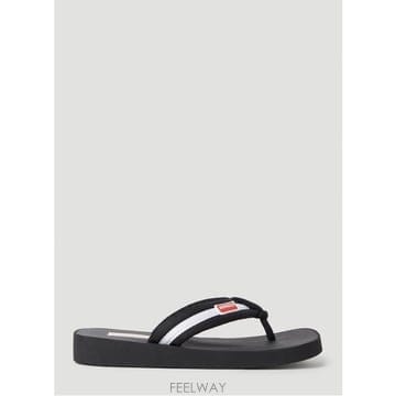 26 FW 겐조 로고 패치 스트라이프 스트랩 플립플랍 샌들 블랙 FD52MU090F51 99