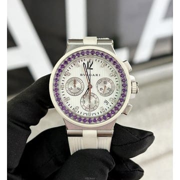 당일 *ALA* 불가리 디아고노 크로노 자수정베젤 리미티드 에디션 40mm 풀세트