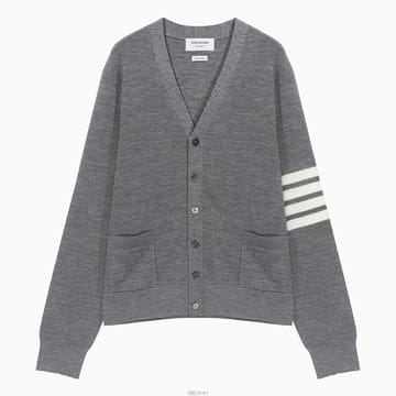 (당일) 23FW 톰브라운 사선 완장 그레이 울 와플 니트 가디건 MKC484A Y1014 055