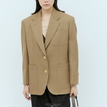26 FW 구찌 Horsebit 홀스빗 버튼 울 블레이저 자켓 베이지 754866 ZANGH 2498