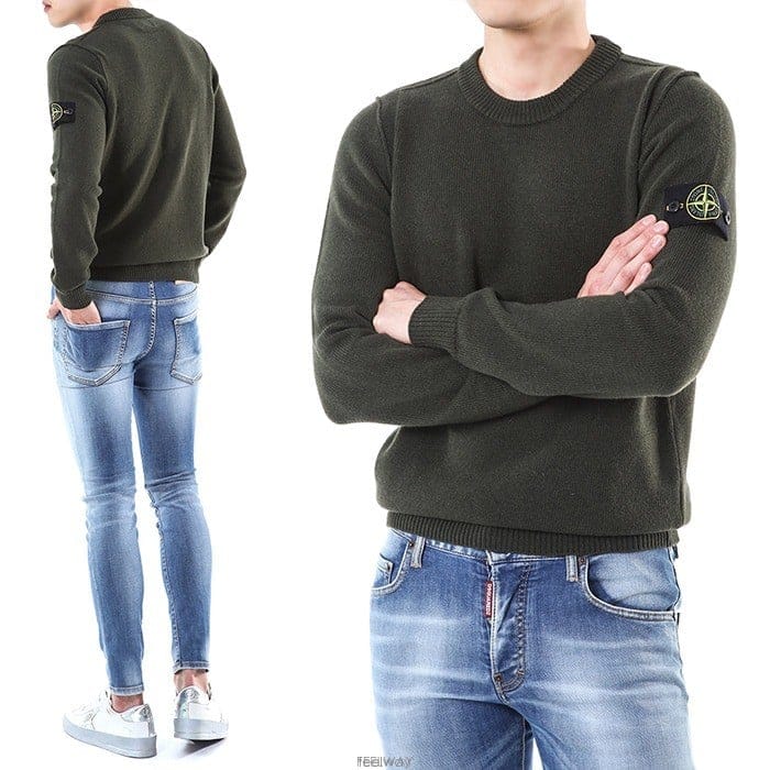 《SALE/당일발송》 23FW 스톤아일랜드 와펜 숄더라이닝 울 니트