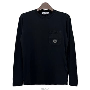 스톤 아일랜드 스톤아일랜드 키즈 로고 패치 포켓 긴팔티 블랙