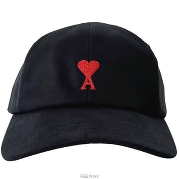 [아미] BFUCP006.CO0051 001 하트자수 로고 볼캡 블랙 모자