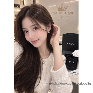 국내백화점풀셋  ♡ 26년최신 샤넬 크리스탈 진주 귀걸이 금장