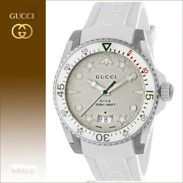 구찌 시계 다이브 YA136337 화이트 흰판 40mm 러버밴드 200M 방수