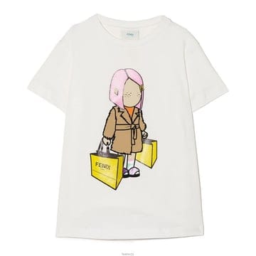 펜디 키즈 로고 프린팅 반팔 티셔츠 화이트