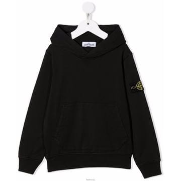 스톤 아일랜드 키즈 와펜 후드티 블랙