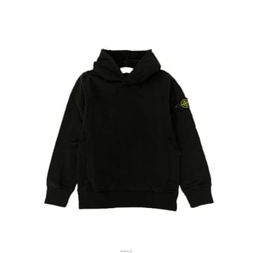 스톤 아일랜드 키즈 와펜 지퍼 포켓 후드티 블랙