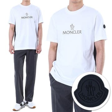 《당일발송》 몽클레어 매트블랙로고패치 리플렉티브 타이포 라운드 티셔츠