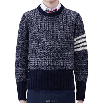 [톰브라운] MKA489A Y1506 415 턱 스티치 클래식 풀오버 크루넥 니트 네이비
