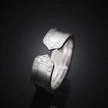 (대전중고명품)까르띠에 더블 C링 18K 화이트골드 다이아 50호 6.5mm