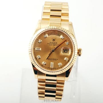 로렉스 데이데이트 옐로우골드 샴페인판 36mm