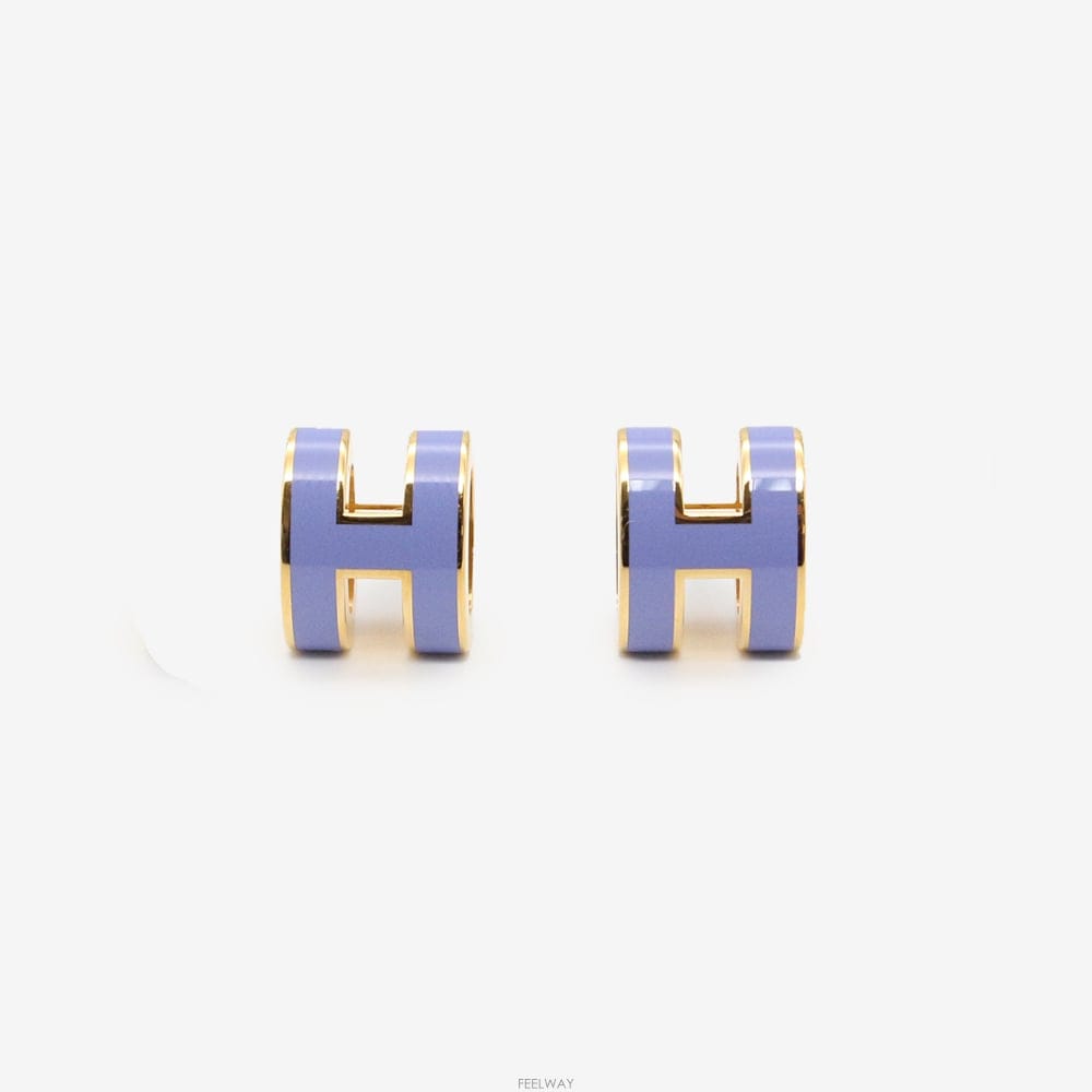 [당일발송] 에르메스 미니 팝아슈 H 이어링 귀걸이 골드 라일락