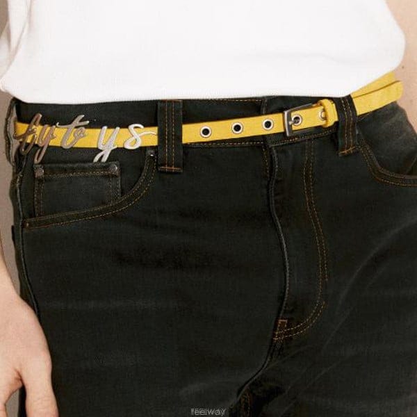 26 FW 이티스 로고 하드웨어 스웨이드 레더 벨트 X326002 Silver Ochre