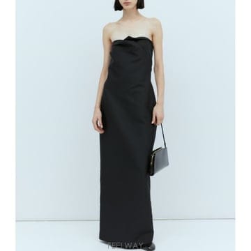 26 FW 더로우 Bardon 방도 넥라인 울 실크 드레스 7369 W2615 BLK