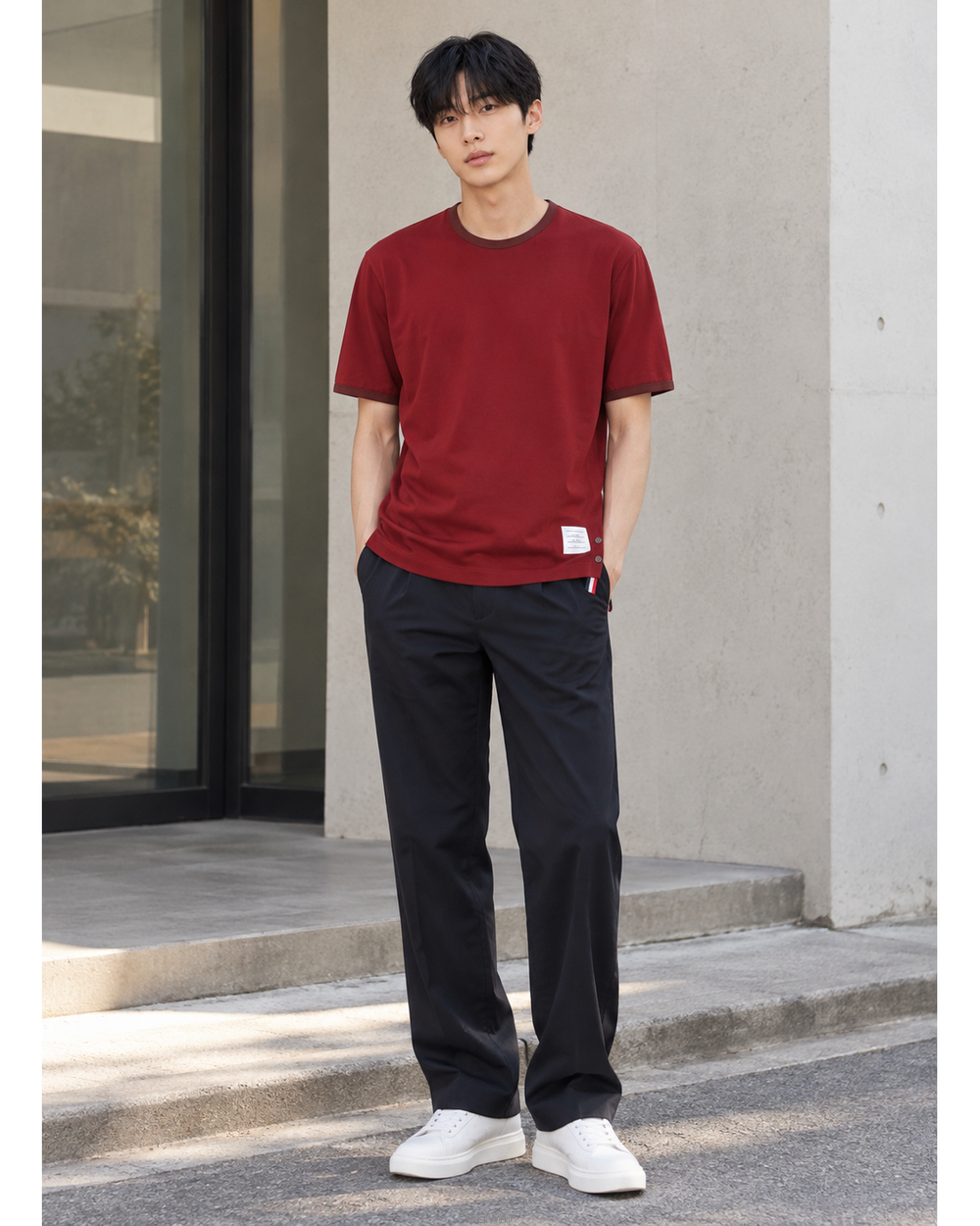 톰브라운 링거 레드 티셔츠 MJS083A J0052 601