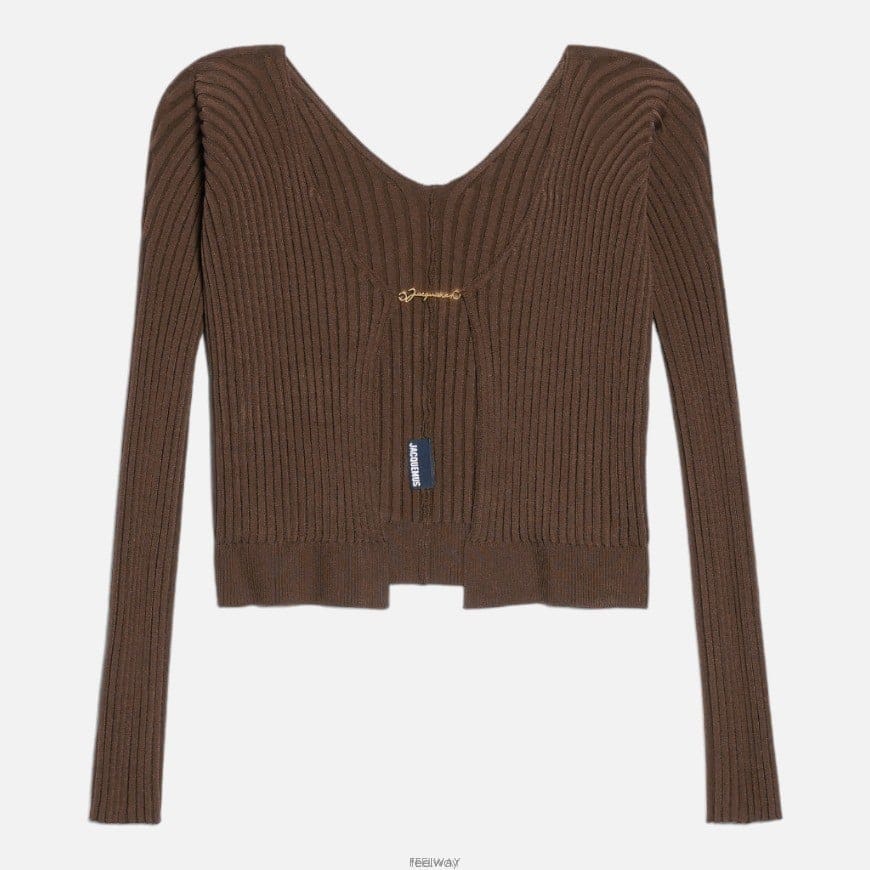 자크뮈스 라 MAILLE PRALU 긴팔 가디건 브라운