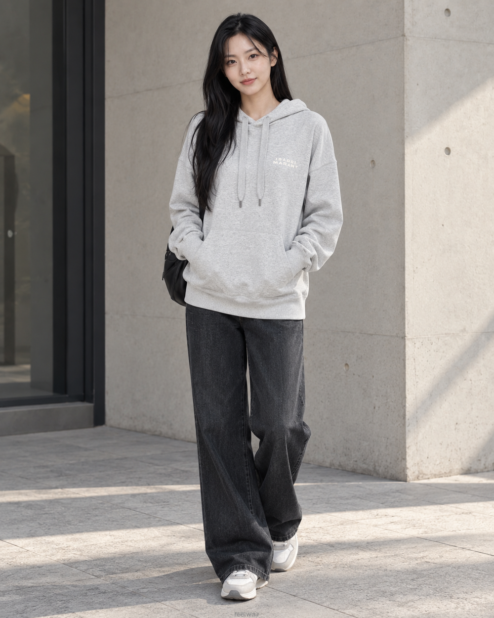 이자벨마랑 체스트 로고 그레이 후드 SW0053FA A2M41I 02GY