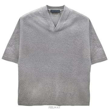 피어오브갓 에센셜 스프링로고 브이넥 반팔티셔츠 다크헤더그레