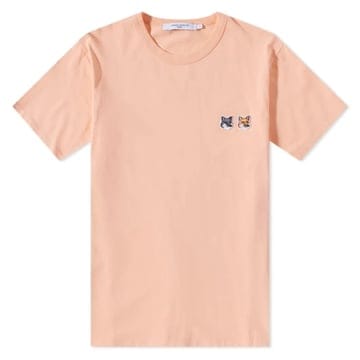 메종키츠네 24SS 여성 더블 폭스 패치 티셔츠 피치 IU00114KJ0008 P612