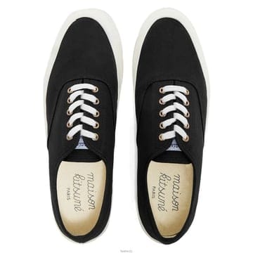 메종키츠네 24SS 남성 캔버스 레이스업 스니커즈 블랙 CU04706WW9000 BK