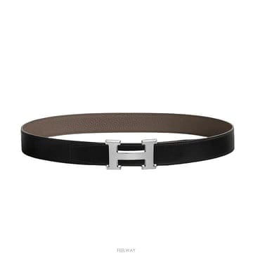 에르메스 H 버클 리버서블 양면 32mm 블랙 에땅 은장 무광 남성 가죽 벨트