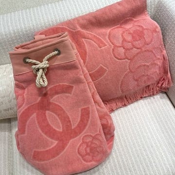 [국내] 정품/두배보상/샤넬 백팩/나일론 비치 타올 백팩 피치 코랄 라지
