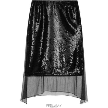26 FW 셀린느 Foulard 풀라 스트라이프 튤 실크 스카프 스커트