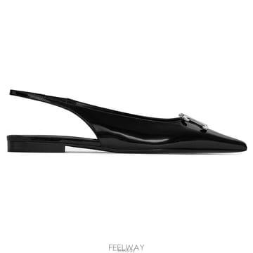 26 FW 셀린느 5mm Alma 알마 글로시 카프스킨 트리오페 슬링백 플랫 블랙