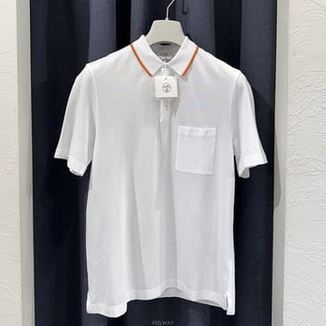 [국내] 정품/두배보상/남성/에르메스 Piqures sellier 코튼 폴로 셔츠 화이트