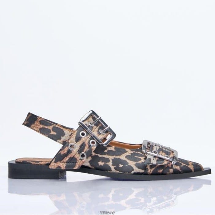 26 FW 가니 Feminine 멀티버클 레오파드 프린팅 발레리나 플랫 S2947 943