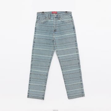 슈프림 백포켓 패치로고 레이어드 데님 남성 팬츠 FW22P19 WASHD BLUE